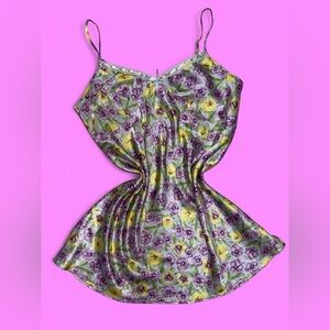 Vintage Y2K Cabernet Floral Satin Slip Dress Sleepwear